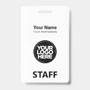 White Employee Name Business Logo Staff Tag Badge