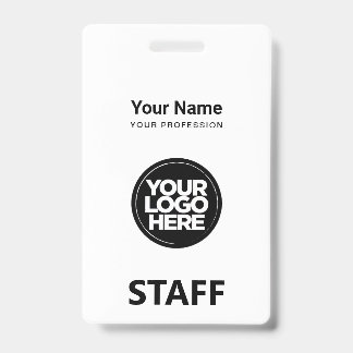 White Employee Name Business Logo Staff Tag Badge