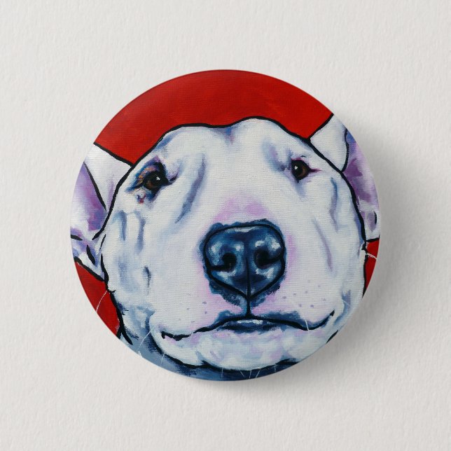 White English Bull Terrier 2 Inch Round Button (Front)