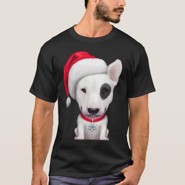 White English Bull Terrier with a Black Eye Patch  T-Shirt (Front)