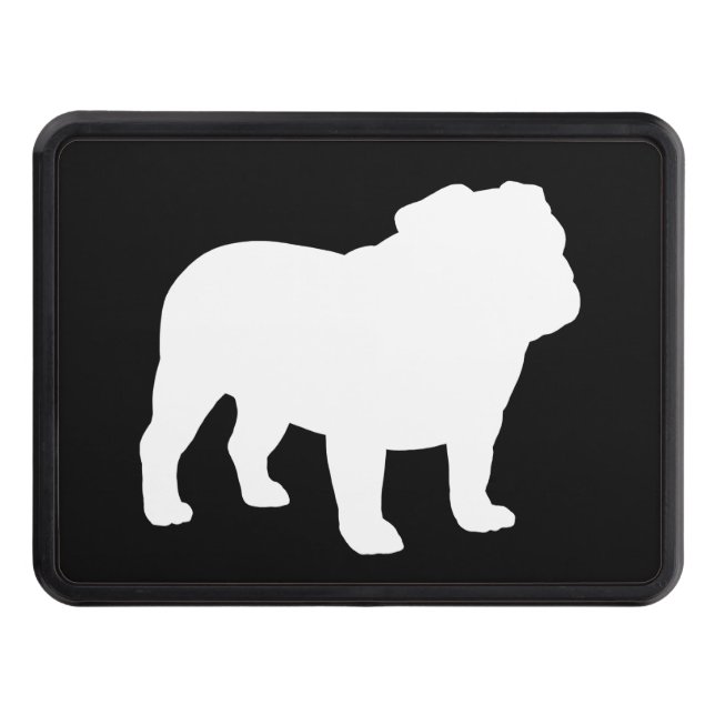 White English Bulldog Silhouette | Cool Dog Trailer Hitch Cover (Front)