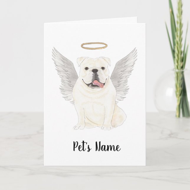 White English Bulldog Sympathy Memorial Card (Front)