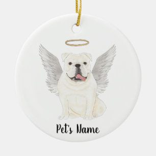 White English Bulldog Sympathy Memorial  Ceramic Ornament