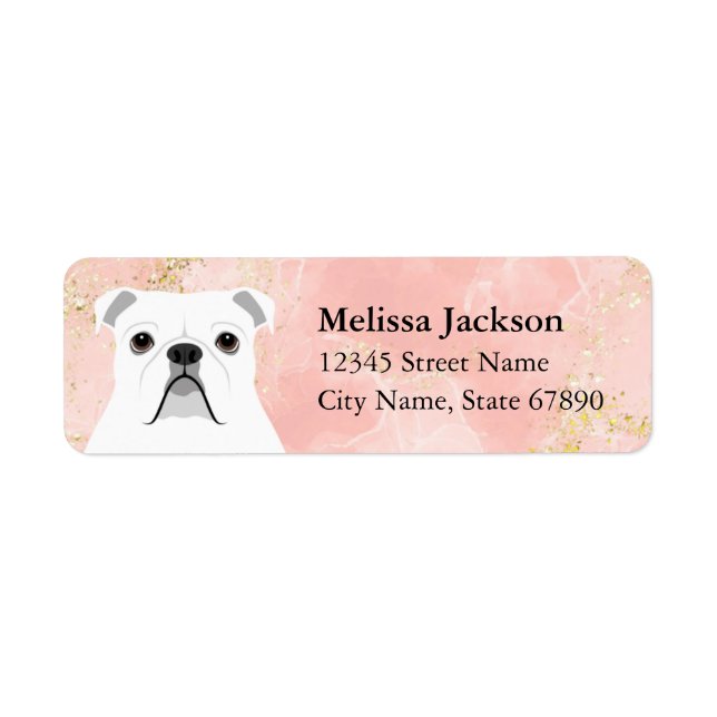 White English Bulldog Textured Pink Address Labels (Front)