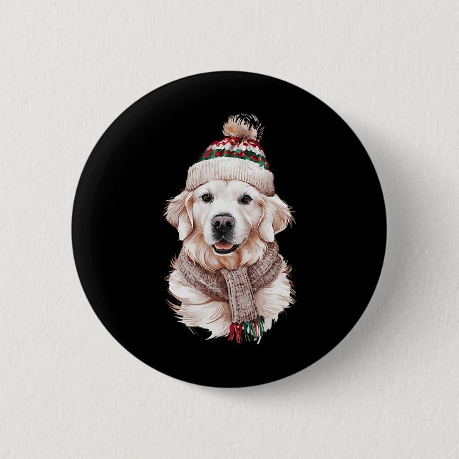 White English Cream Golden Retriever Mom Dog Puppy 2 Inch Round Button (Front)