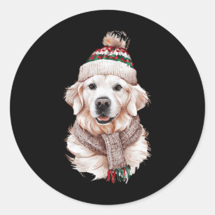 White English Cream Golden Retriever Mom Dog Puppy Classic Round Sticker