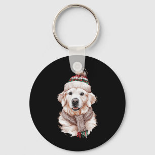 White English Cream Golden Retriever Mom Dog Puppy Keychain
