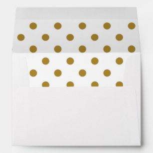 White Envelope, Gold Polkadot Lined Envelope