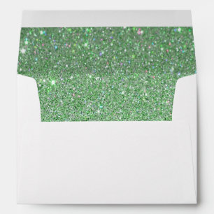 White Envelope, Green Glitter Lined Envelopes