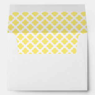 White Envelope Light Yellow Quatrefoil Lined