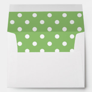 White Envelope, Pistachio Green Polka Dot Lined Envelope