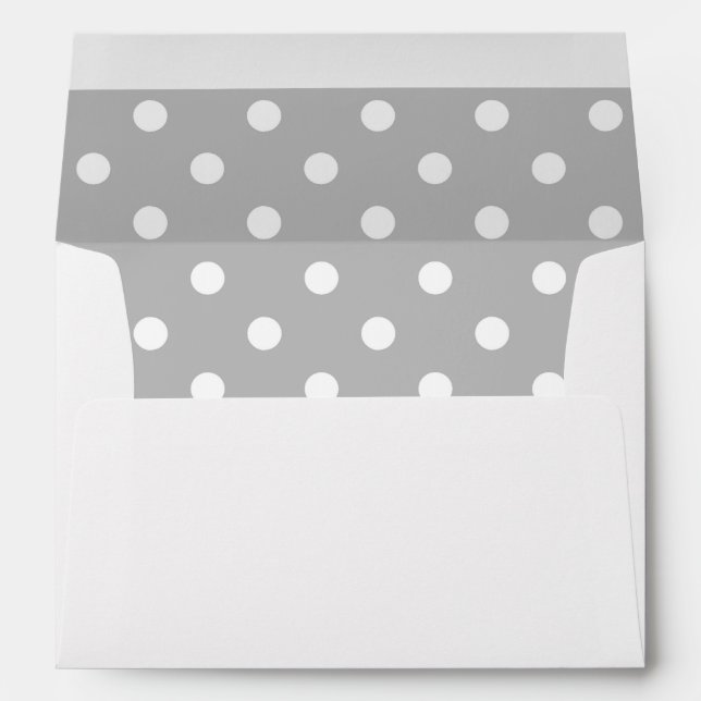 White Envelope, Silver Grey Polka Dot Lined Envelopes (Back (Bottom))