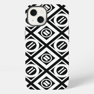 White Equal Sign Geometric Pattern on Black iPhone 13 Case