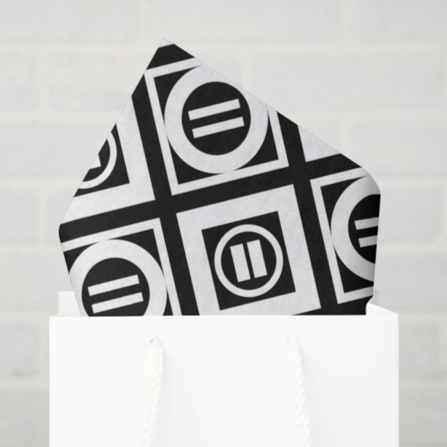 White Equal Sign Geometric Pattern on Black Tissue Paper (Gift Bag)