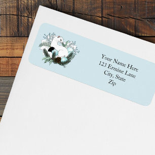 White Ermine Blue Christmas Snowflakes 