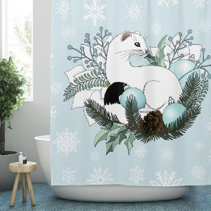 White Ermine Blue Christmas Snowflakes