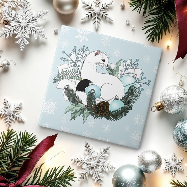 White Ermine Blue Christmas Snowflakes  Tile (Creator Uploaded)