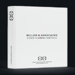 White Estate Planner Binder with Logo<br><div class="desc">Present your estate planning services in style with this sleek and professional three-ring binder designed exclusively for estate planners. The solid white background provides a clean and sophisticated canvas for the bold black classic typography, prominently featuring your company name and "Estate Planning Portfolio." The front and back covers offer ample...</div>