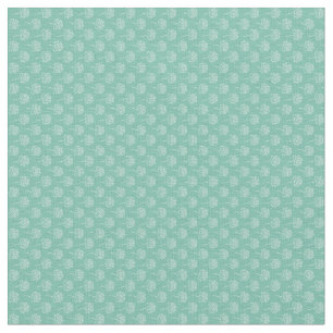 White Etched Flowers on Teal Fabric