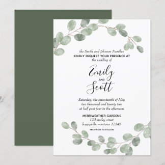 White Eucalyptus Branches Wedding Invitation