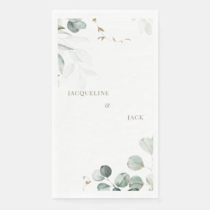 White Eucalyptus Elegance Personalized Wedding Napkin