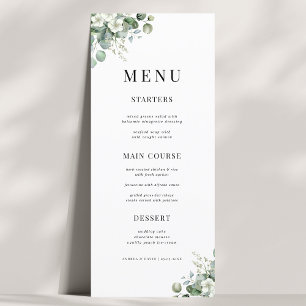 White Eucalyptus Floral Summer Nature Wedding Menu