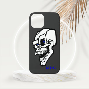 White Evil Skull with Blue Eyes  iPhone 15 Case
