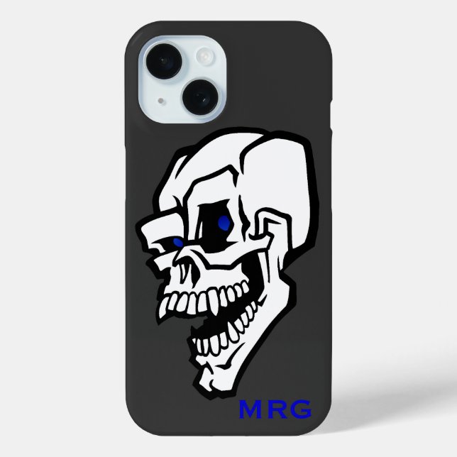 White Evil Skull with Blue Eyes  Case-Mate iPhone Case (Back)