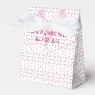 white eyelet wedding design with heart favor box