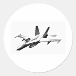 White F/A-18 Hornet Fighter Jet Classic Round Sticker