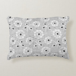 White fabric fine lace texture with elegance seaml accent pillow