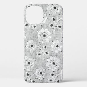 White fabric fine lace texture with elegance seaml iPhone 12 case