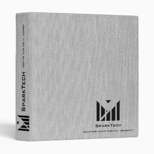 White Fabric Texture Elegant Monogram Logo Custom Binder