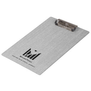 White Fabric Texture Elegant Monogram Logo Custom Clipboard