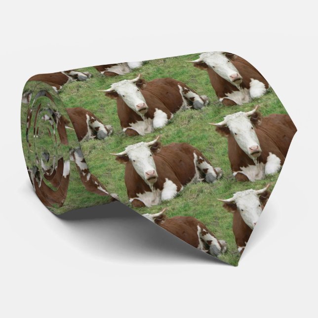 White Face Cow Necktie (Rolled)