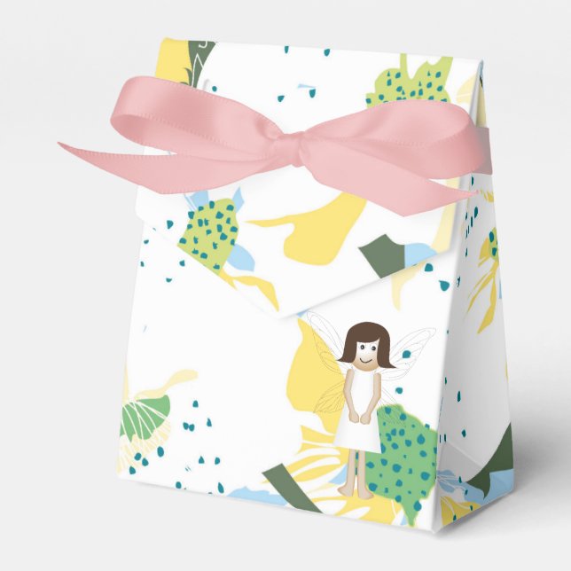 white fairy in fairytale, fall, happy birthday favor box (Front Side)