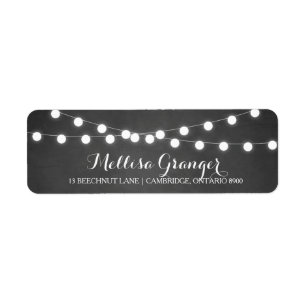 White Fairy Lights Chalkboard Return Address Label