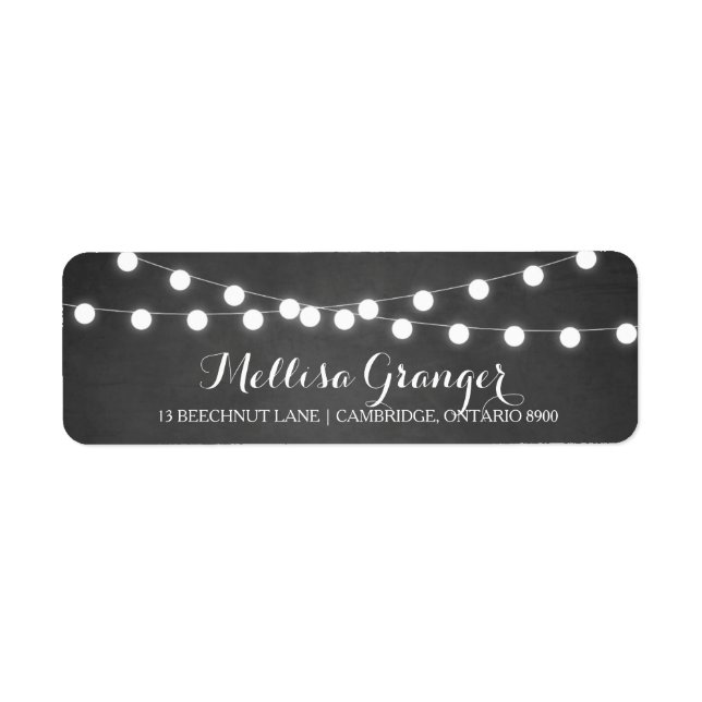 White Fairy Lights Chalkboard Return Address Label (Front)
