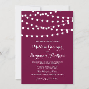 White Fairy Lights Poppy Wedding Invitation