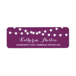 White Fairy Lights Purple Return Address Label