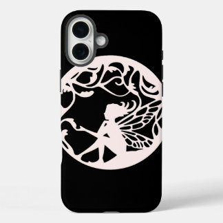 White Fairy on Black Background  iPhone 16 Plus Case