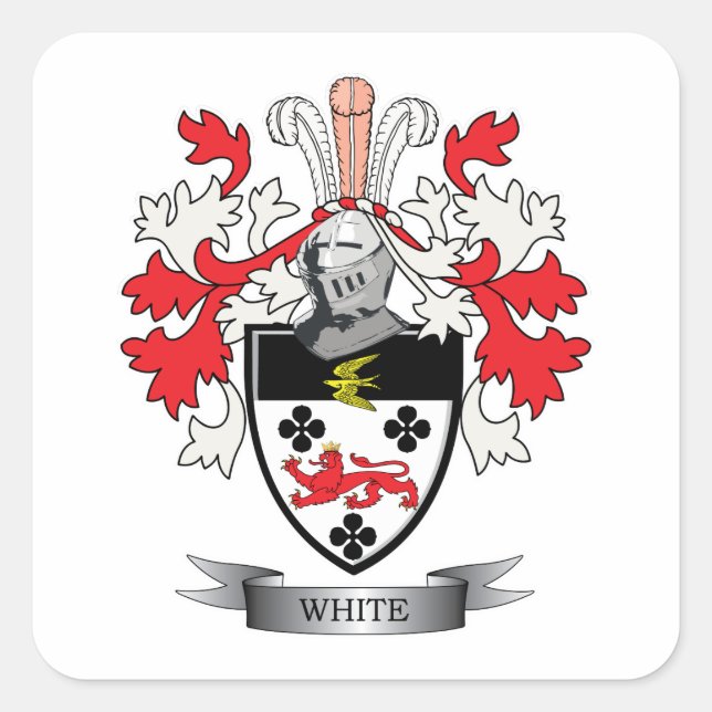 White Family Crest Coat of Arms Square Sticker (Front)