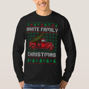 White Family Ugly Christmas Sweater Red Truck Funn