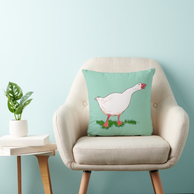 white farm goose throw pillow (Chair)
