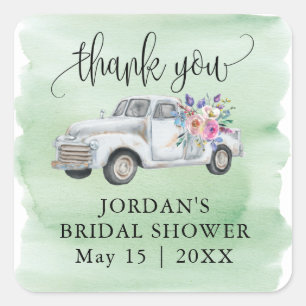 White Farm Truck Bridal Shower Favour  Square Sticker