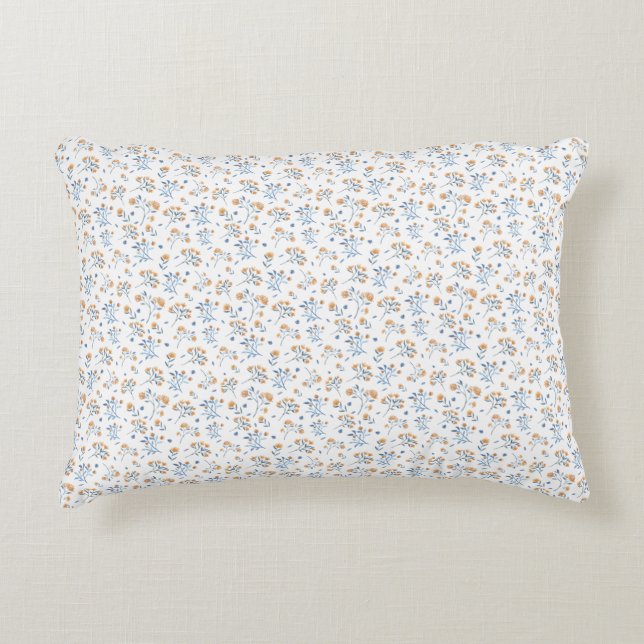 White Farmhouse Vintage Wildflower Pattern   Accent Pillow (Front)