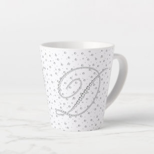 White faux diamonds with Monogram D Latte Mug