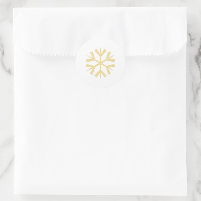 White Faux Gold Big Snowflake Christmas Holidays Classic Round Sticker (Bag)