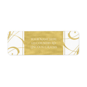 White & Faux Gold Floral Swirl Elegant Wedding