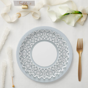 White Faux Lace Elegant Vintage Paper Plate